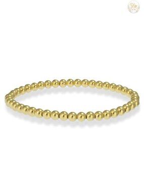 4mm 14k Gold Filled Stretch Beaded Bracelet for Women Stackable